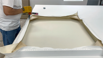 Request a custom canvas panel sized to your project with rigid backing, professional priming, and trim-quality edge protection. Panels arrive flat and safe in wood crate packaging. Perfect for exhibition-ready backing or series presentation.
