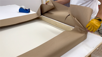 A deep canvas board gives your art dimension with thick paneling and custom priming. Tightly mounted and flat, shipped in wood crates that protect edges and surface. Great for exhibition or transport.