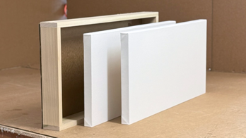 Our stretched canvas deep line features custom profile up to 3–4 inches or more, tightly tensioned over robust stretchers. Each deep canvas arrives pre-primed and ships in a wood crate built for gallery-depth works. Start deep & textured painting immediately.