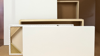 Our stretcher bars for canvas are made from kiln-dried hardwood, cut with precision joinery and built for stability. Use them to self-stretch or pair with our custom canvas service built tight and primed. All materials ship jersey‑secure in wood crates.
